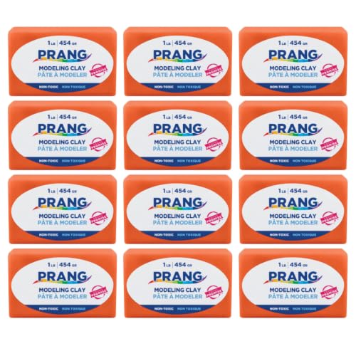 Prang Modeling Clay, Orange, 1 lb. Block, Case of 12 Blocks, 192 oz. Total | Pliable, Non-Hardening, Non-Staining, Easy Clean-Up, Perfect for Preschool and Elementary Aged Children - color: Orange, size: 1 lb. (Pack of 12)