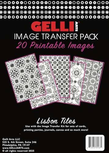 Gelli Arts Image Transfer Printables Lisbon Tiles - 20 Tile Images Included, Use Gel Plates, Great for Teachers and Students of All Ages - color: Image Transfer Printables - Morrocan Tiles