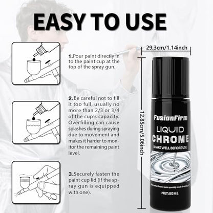 Liquid Leaf Paint - Alcohol-Based Airbrush Paint - High Gloss Finish Silver 2 Fl Oz - color: Silver, size: 2 Fl Oz (Pack of 1)
