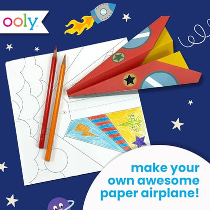 Ooly DIY Paper Airplane Book, 24 Paper Planes & Stickers, Kit Includes 12 Completed, 6 Blank and 6 Color-in Planes, Great Gifts for Kids, Activities for Boys and Girls - color: Paper Air Planes Kit