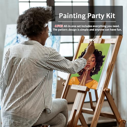 VOCHIC 4 Pack Sip and Paint Kit for Adults,Pre Drawn Canvas for Painting Party Supplies Girls Night Games Couples Paint Art Set Pray Girl 12x16 in - size: 12x16, style: style 10