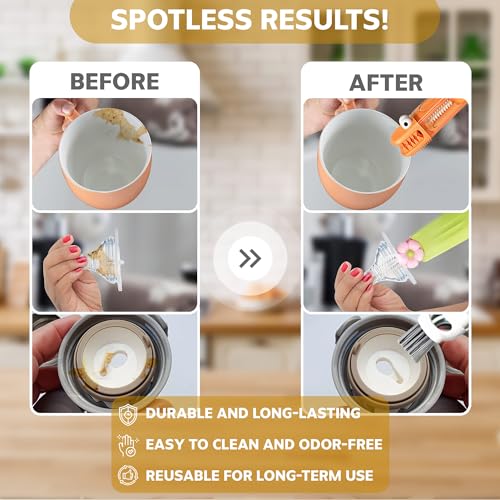 Cup Lid Cleaning Brush, 3 in 1 Cup Cleaner Brush New Multifunctional Lid Cleaner Lid Brush Cleaning Tool Multipurpose Bottle Gap Cleaner Brush Red - color: Red