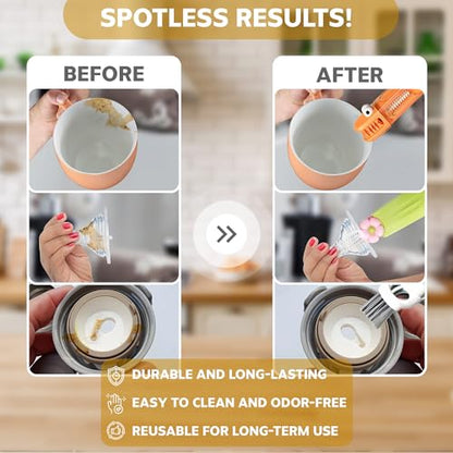 Cup Lid Cleaning Brush, 3 in 1 Cup Cleaner Brush New Multifunctional Lid Cleaner Lid Brush Cleaning Tool Multipurpose Bottle Gap Cleaner Brush Red - color: Red