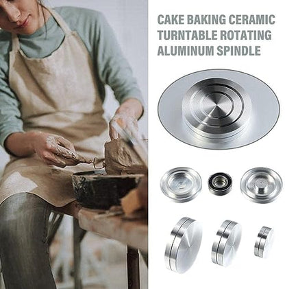 2Pcs Silver 30mm Ceramic Clay Pottery Wheel Throwing Trimming Spinner Trim Stabilizer Metal Rotary Disc Wheel Mini Pottery Wheel Trimmer Tool Polymer Clay Tools Ceramic and Pottery Tools