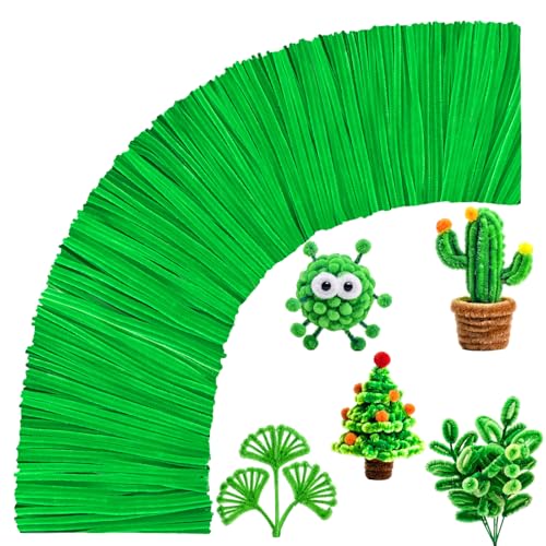 VZF Fruit Green Pipe Cleaners Craft,Creative Craft Pipe Cleaners for Flower Making,Chenille Stems Crafting Pipe Cleaners Artificial Flowers,Craft Supplies for Home Festivals DIY,Christmas Decoration - color: Fruit Green