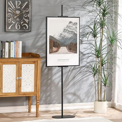 Easel Stand for Sign, Adjustable Display Stands for Frames up to 64", Black Metal Floor Easels for Painting, Picture Frame Holder Easel for Art Signs Photos, Iron Easel with Base for Home Events
