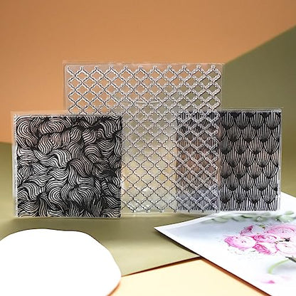 Premium Silicone Texture Stamp Sheets for Polymer Clay Jewelry and Clay Earrings - Set of 3 Floral and Unique Patterns - Easy to Use and Clean (Group 9) - color: Group 9