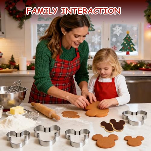 Mouse Cookie Cutter Sandwich Cutters for Kids DIY Lunchbox Bento Box Fruit Cutters Vegetable Cutters for Children Boys Girls, Pack of 5 - style: A-Mickey