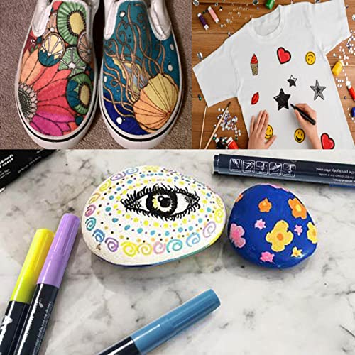 Acrylic Paint Pens for Rock Painting - Set of 24 Extra Fine Point Non-Toxic Paint Markers for Stone, Ceramic, Glass, Wood, Canvas, Fabrics DIY Crafts