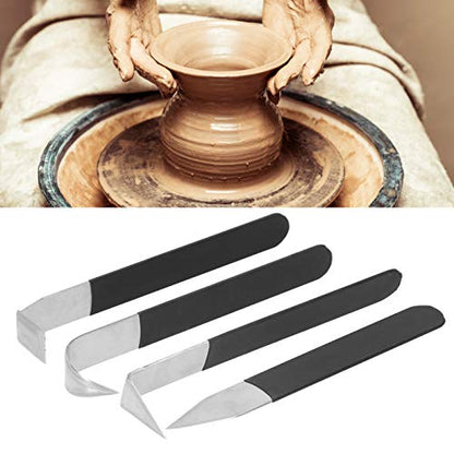 Generic 4Pcs Pottery Sculpture Tools, Stainless Steel Carving Set Anti Slip Rubber Handle DIY Modeling Kit for Clay Embryo Repair Craft Art Beginner Use
