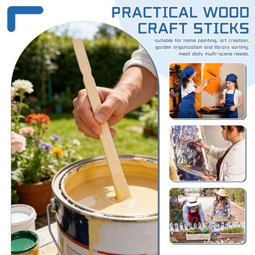 120 Pack 12 Inch Wooden Paint Stir Sticks - Multi-Purpose Paint Stirrers for Mixing Paint, Garden Markers, Library Labels & Craft Projects, Durable Unfinished Wood Stir Sticks