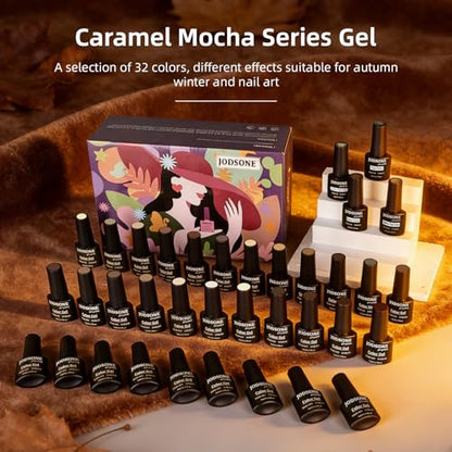 JODSONE Gel Nail Polish Set 32 Colors Nude Brown Gel Polish Set for Salon at Home DIY Nail Art - color: B31