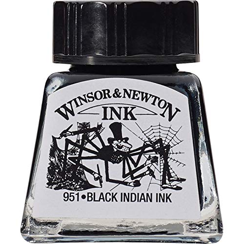 Winsor & Newton Specialty Ink, Black, 14ml Bottle - color: Black Indian, style: 14ml Bottle