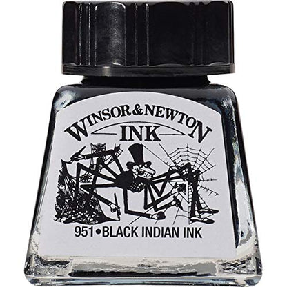 Winsor & Newton Specialty Ink, Black, 14ml Bottle - color: Black Indian, style: 14ml Bottle