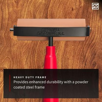 Speedball 4126 Deluxe Soft Rubber Brayer - 40/42 Durometer Roller with Heavy Duty Steel Frame - 4 Inches - size: 4-Inch