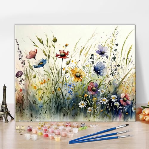 TUMOVO Paint by Numbers Wildflower DIY Adults' Paint-by-Number Kits on Canvas, 16 x 20 Inch - color: Flowers