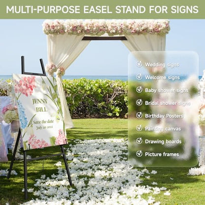 Easel Stand for Sign, Heavy Duty Metal Display Easel with Adjustable Chain, 4-Tier Height Art Easel for Painting, Wedding Sign, Posters & Commercial Display (Black) - color: Black