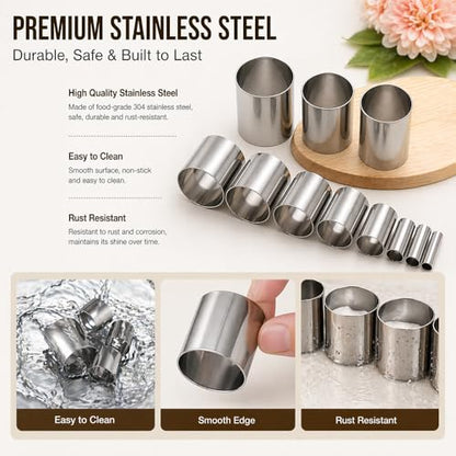 7PCS Stainless Steel Clay Cutter Round Circle Shape Cutter Ceramics Dotting Baking Ring Mold Cutter for Polymer Clay Pottery Handmade DIY Craft (7)