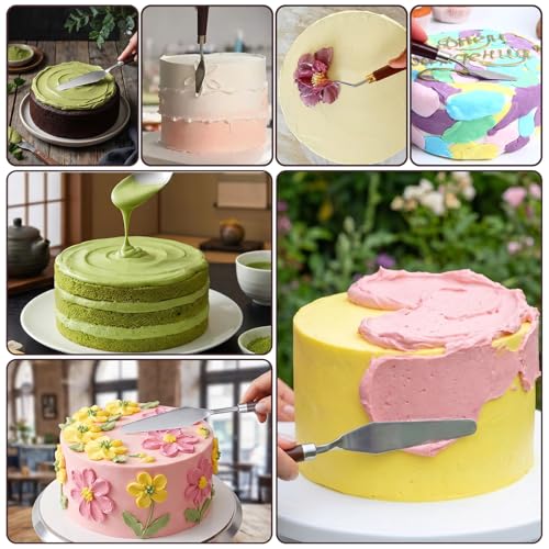 5 Pcs Cake Spatula Stainless Steel Cake Decorating Spatula Cakes Apatula Palette Knife Icing Frosting Cream Spatulas Baking Pastry Tool For Frosting Fondant Chocolate