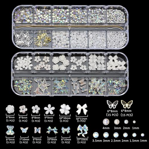 Flower Nail Art Charms Rhinestones Nail Charms Luxurious Nail Supplies Accessories Nail Gems Jewelry Rhinestones for Women Nail Design - color: Colorful-05