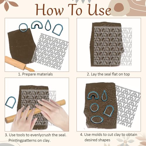 CHGCRAFT Geometry Polymer Clay Texture Sheets Line Art Silicone Texture Stamp Repeating Seamless Pattern Modeling Pattern Pad for Jewelry and Clay Earrings Tools, 5.5x5.5 inch - style: Geometry