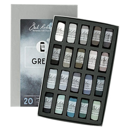 Jack Richeson 422977 Hand Rolled Soft Pastels (20 Piece), Grey