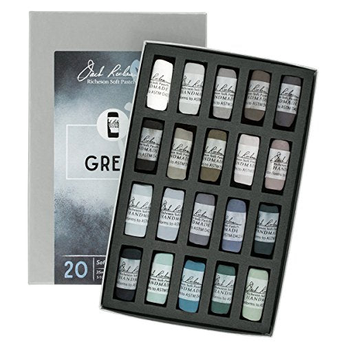 Jack Richeson 422977 Hand Rolled Soft Pastels (20 Piece), Grey