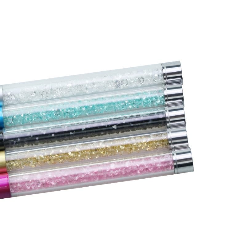 5Pcs Professional Nail Art Brush Set with Crystal Rhinestone Handle for UV Gel Acrylic Application, Nail Painting, Ombre, Liner Detail, Manicure Salon Home Use - color: 5PCS Art Brush