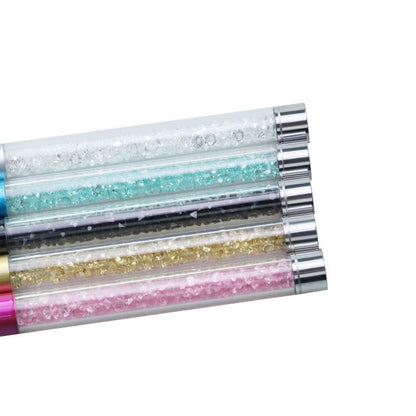 5Pcs Professional Nail Art Brush Set with Crystal Rhinestone Handle for UV Gel Acrylic Application, Nail Painting, Ombre, Liner Detail, Manicure Salon Home Use - color: 5PCS Art Brush