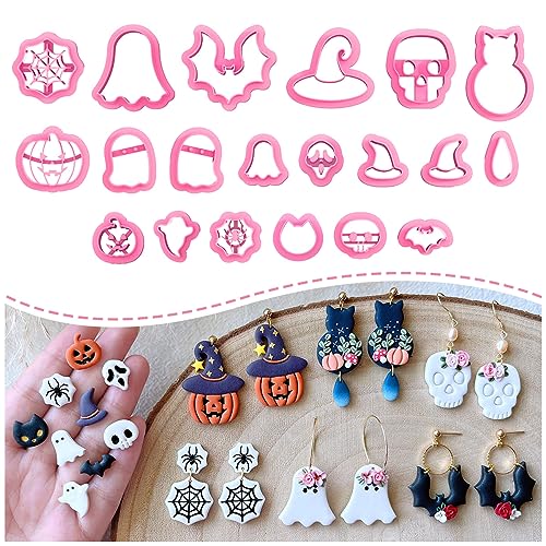 KEOKER Halloween Polymer Clay Cutters, Clay cutters for Halloween Earrings Making, 20 Shapes Halloween Clay Earrings Cutters, Pumpkin Clay Cutters For Polymer Clay Jewelry (ALL 1) - color: ALL 1