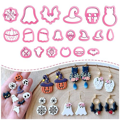 KEOKER Halloween Polymer Clay Cutters, Clay cutters for Halloween Earrings Making, 20 Shapes Halloween Clay Earrings Cutters, Pumpkin Clay Cutters For Polymer Clay Jewelry (ALL 1) - color: ALL 1