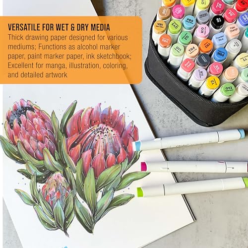 U.S. Art Supply 9" x 12" Premium Manga Marker Paper Pad (2 Pack, 48 Sheets Total) - 60lb (100gsm) Drawing Sketchbook for Alcohol & Acrylic Paint Markers - size: 9" x 12"