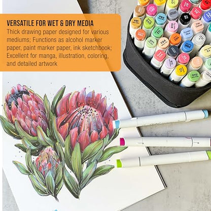U.S. Art Supply 9" x 12" Premium Manga Marker Paper Pad (2 Pack, 48 Sheets Total) - 60lb (100gsm) Drawing Sketchbook for Alcohol & Acrylic Paint Markers - size: 9" x 12"