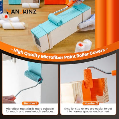 50 Pack Microfiber Paint Roller, 2 Inch and 4 Inch Small Paint Roller Covers, 3/8 Inch Nap, Mini Paint Rollers for House Painting with Paint Roller Frame, Wall Painting Tool - size: 2 Inch & 4 Inch,50 Pack