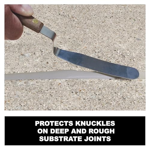 Albion Engineering Classic Offset Caulk Tooling Spatula, Stainless Steel, 1-1/2” Wide Tapered Tip x 6” Long Blade (1258-10S) - size: 1-1/2" Wide Tapered Tip x 6" Long Blade, style: Single