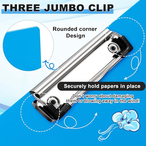 Tenceur 4 Pcs 11x17 Clipboard Three Clip Blue Extra Large Clipboard Horizontal Drawing Board 11 x 17 Inch Art Sketching Landscape Board for School Office Students Teachers Supplies