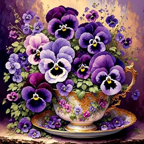 HITO Flower Paint by Numbers Kit for Adults-Paint by Number for Adults Flowers, Floral Painting by Numbers Kit on Canvas for Gift Home Wall Decor(Flower,16x16 inch) - color: Pansy