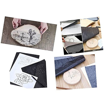 CHICHIYANG 100 Sheets Black Carbon Transfer Tracing Paper 8.3 x 11.7 Inch Graphite Paper for Canvas Wood Paper