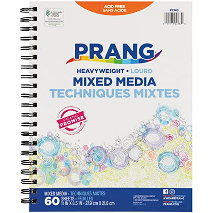 Prang (Formerly Art Street) Mixed Media Journal,Heavyweight,8.5" x 11",60 Sheets,(Pack of 12) - size: 60 Count (Pack of 12)