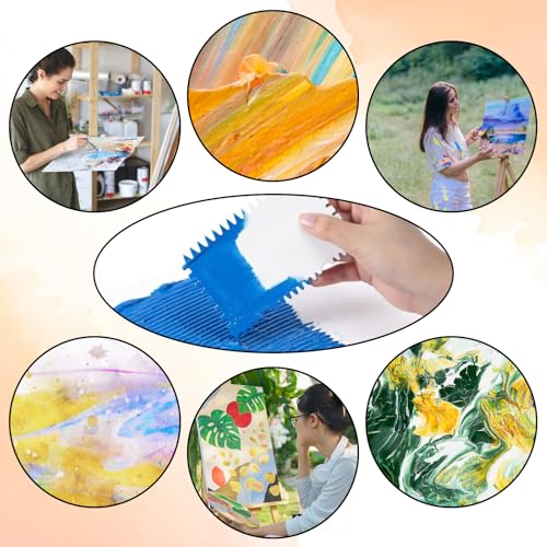 8 Pcs Plastic Paint Scraper, Acrylic Swipe Painting Tools with Brush Paint Scraper Plastic Painting Swipe Accessories Acrylic Pouring Tools for Acrylics Technique