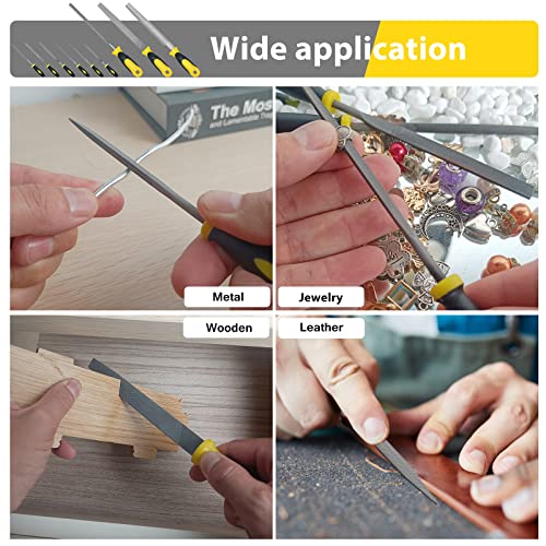 Steel File,Metal File,Half-Round/Round Files and 6 pcs Needle Files with Storage Bag and Steel Brush for Woodwork, Metal, Leather and Plastic - color: Black-10pcs