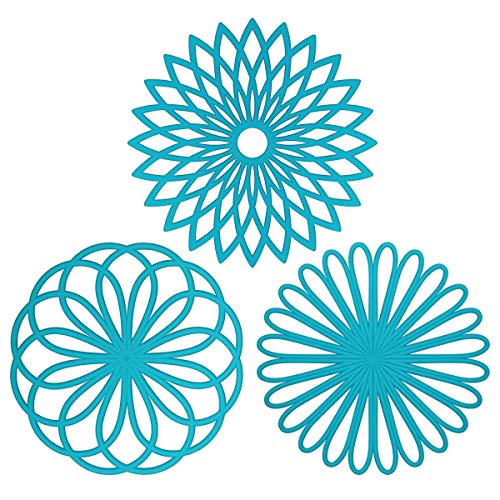 ME.FAN Silicone Trivet Mat - Kitchen Hot Pads for Pots & Dish - Insulated Teapot Trivet - Flexible, Durable, Non-Slip Large Coasters 3 Set Light Blue - color: 3set-light Blue