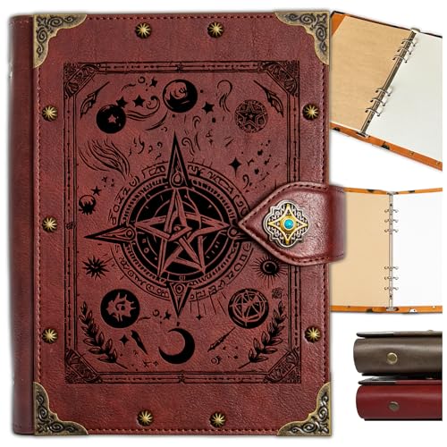 DUROTAN Journal Notebook Travel Refillable Unique A5 Binder 400 Page | For Hardcover Journals for Women Men,Notebook for Work,Note Taking,Dnd Gift - color: 8-Red-Fantasy
