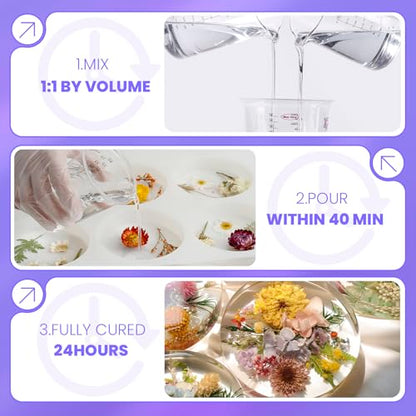 LET'S RESIN 34oz Crystal Clear Epoxy Resin, Casting Resin for Crafts | 2 Part Resin and Hardener for Beginners, Bubble Free & Low Odor, Anti-Yellowing, Casting Molds, Jewelry, Art, Easy to Mix - size: 34oz