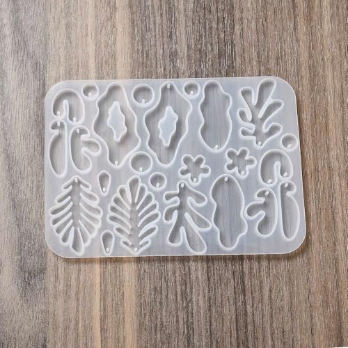 1PC Assorted Irregualr Pendant Silicone Molds Bohemian Style Resin Epoxy Casting Molds for Earring Necklace Keychain Charms Pendants Jewelry Making DIY Gem Cabochon Craft Supplies White 112x155x4.5mm - color: White-14