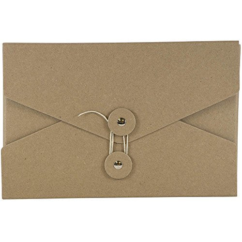 JAM PAPER Kraft Portfolio with Button and String Tie Closure - Video Size - 5 1/2 x 8 1/2 x 1 - Natural Recycled - Sold Individually - color: Natural Recycled, size: Video Size (5 1/2" x 8 1/2" x 1")