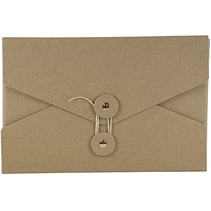JAM PAPER Kraft Portfolio with Button and String Tie Closure - Video Size - 5 1/2 x 8 1/2 x 1 - Natural Recycled - Sold Individually - color: Natural Recycled, size: Video Size (5 1/2" x 8 1/2" x 1")