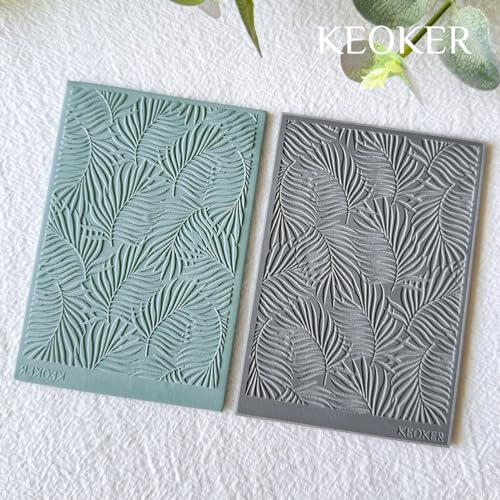 KEOKER Polymer Clay Texture Sheets Set, Works with Clay Cutter, Effect as Texture Roller, Sheets for Clay, Leaf C Earring Molds - color: Leaf C