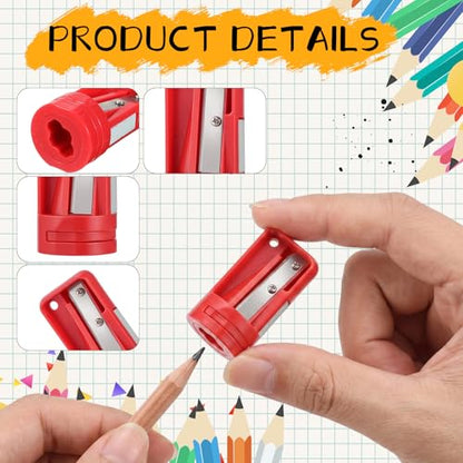 6Pcs Carpenter Pencil Sharpener, Manual Portable Woodworking Pencil Sharpeners Narrow Sharpening Tool for Woodworking Travel School Office Woodworkers Craft Enthusiasts(Red, Black)