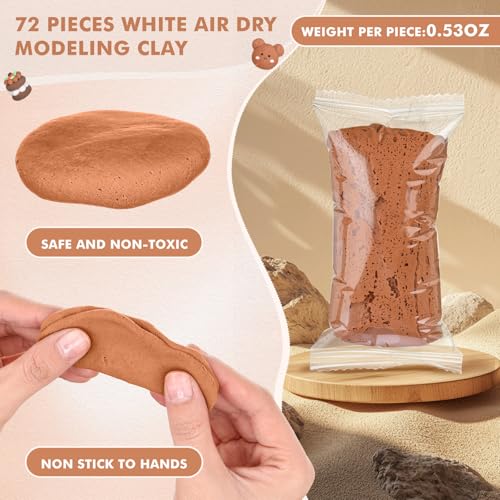 WinnerWhy 72 Pcs 38oz Air Dry Clay Modeling Magic Ultra Light Modeling Clay for Kids DIY for Sculpting Air Dry School Gift(Light Brown) - color: Light Brown